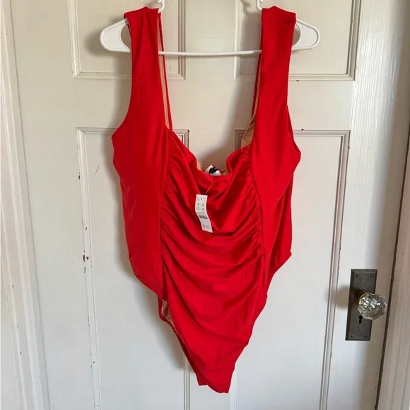 NWT J.Crew Ruched squareneck one-piece size 24 - Picture 1 of 8